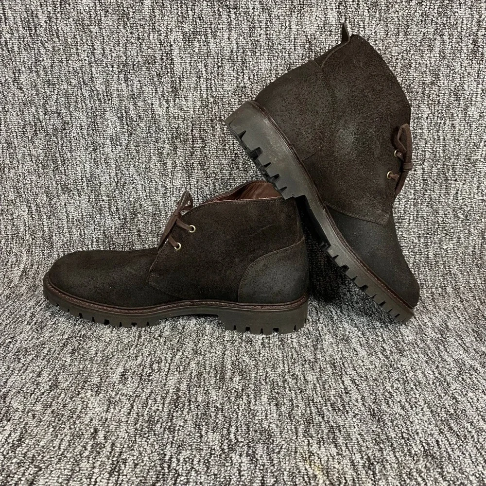 Allen Edmonds Dark Brown Suede Chukka Boots Lug Sole Mens 11 E Wide 8137